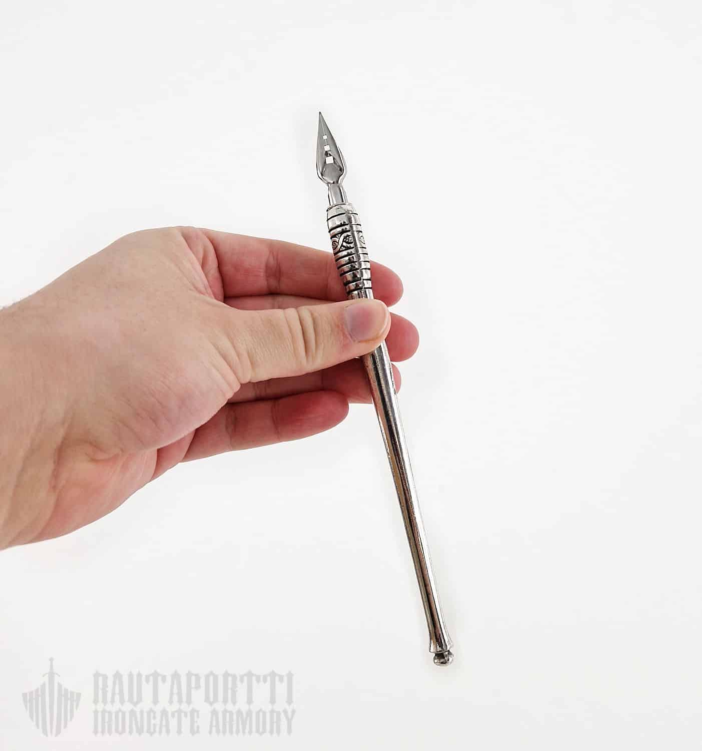 Metallivartinen kynä, iso mustepullo ja kynäteline - Image 6